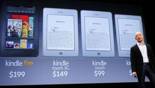 Amazon CEO Jeff Bezos introduces the new line of Kindle products