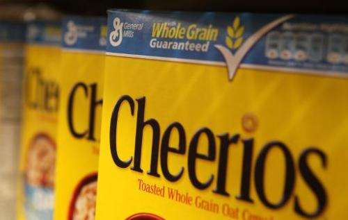 Boxes of Cheerios cereal, made by General Mills, sit on the shelf at a grocery store in Berkeley, California, on September 23, 2