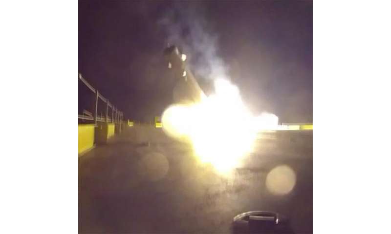 SpaceX releases video of rocket crash-landing on ocean barge