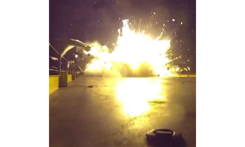 SpaceX releases video of rocket crash-landing on ocean barge