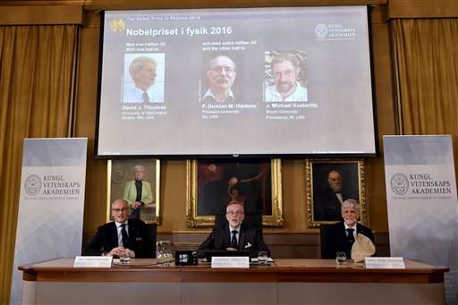 Weird science: 3 win Nobel for unusual states of matter