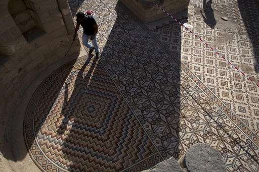 Massive carpet mosaic briefly uncovered in Palestinian town