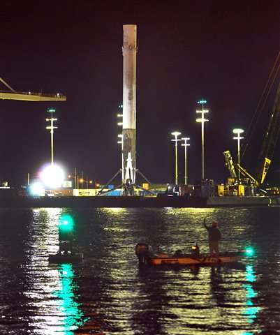 SpaceX's recovered rocket back at port after sea landing