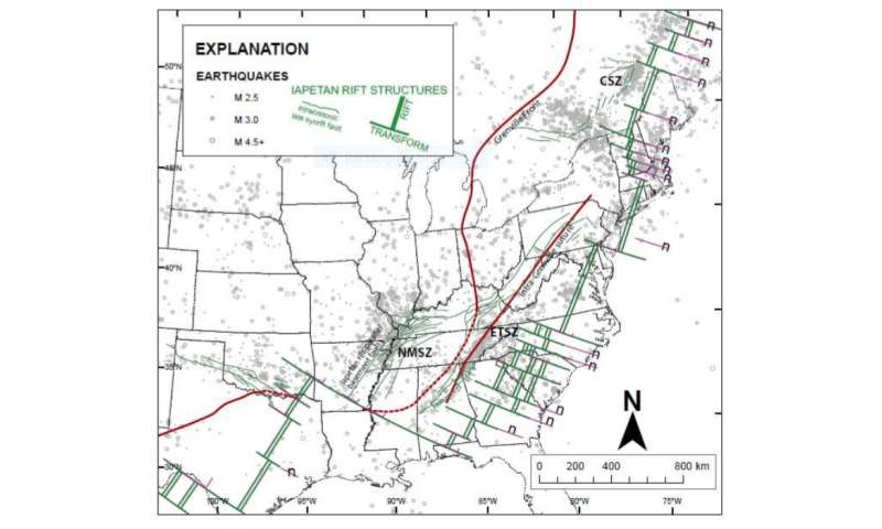 east coast fault line map Ancient Weakening Of Earth S Crust Explains Unusual Intraplate east coast fault line map