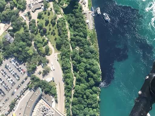 Discharge turns water at base of Niagara Falls black