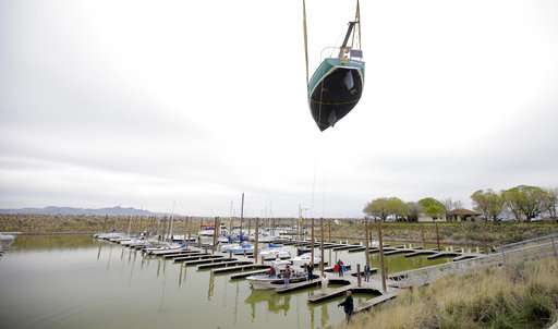 Boats left high and dry by drought back on Great Salt Lake
