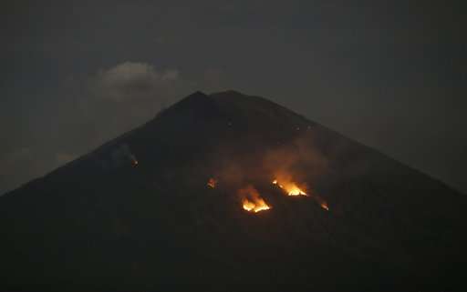 Bali volcano hurls lava and ash, airport unaffected