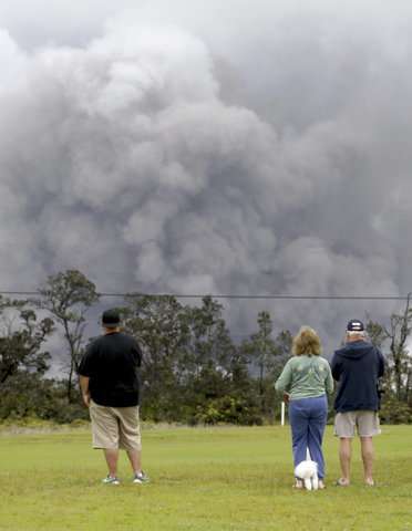 Light coats of gritty ash fall near erupting Hawaii volcano