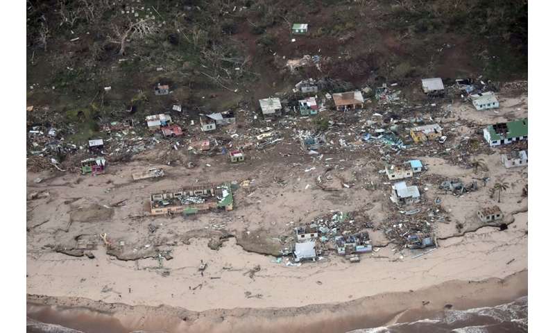 Damage is pictured around Tavua on the main Fijian island of Viti Levu after Cyclone Winston struck in 2016, killing 44 people