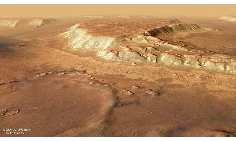 Lastre di ghiaccio fratturate su Marte