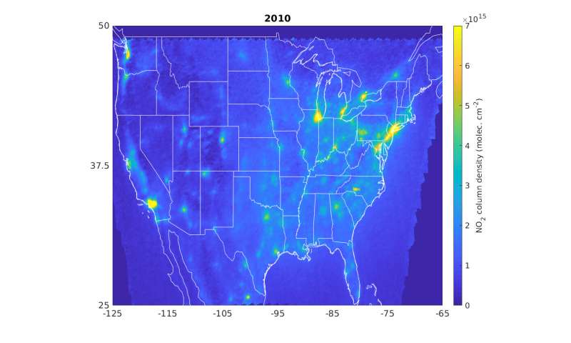 Satellite observations used to measure NOx lifetime above multiple North American cities