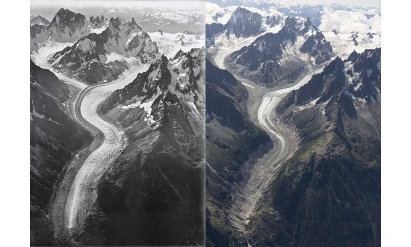 Aerial photographs shed light on Mont Blanc ice loss