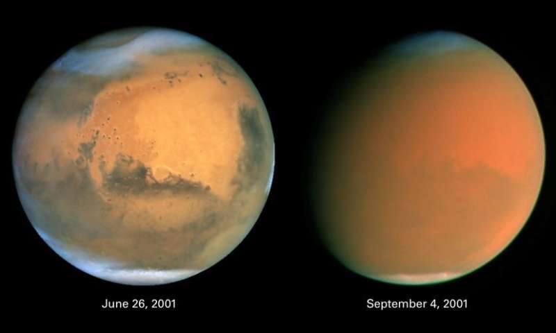 Dust storms on Mars