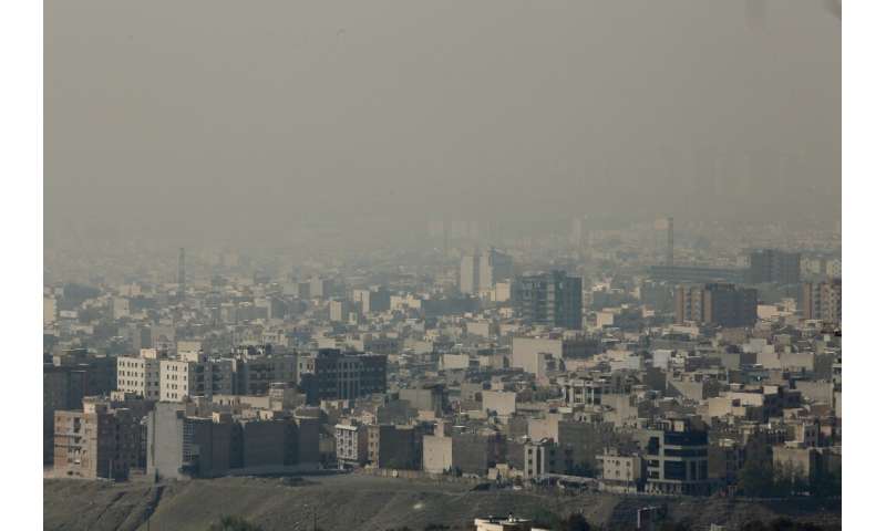 Smog is seen blanketing the Iranian capital in this November 13, 2019 picture