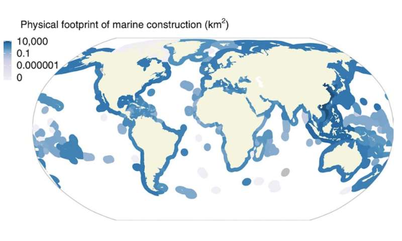 Humans' construction 'footprint' on ocean quantified for first time