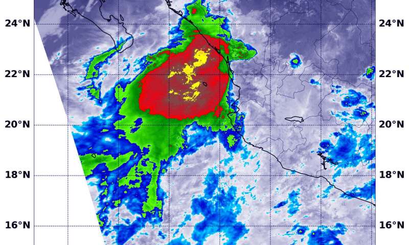 NASA Terra Satellite examines Tropical Storm Hernan's relocated center