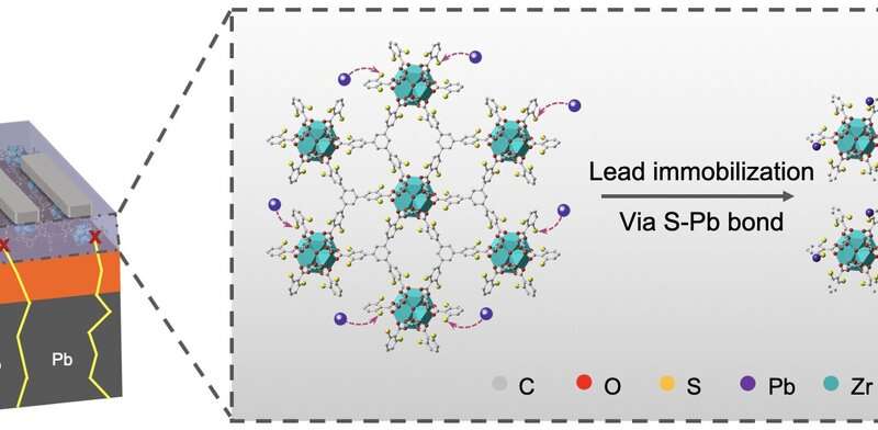 Highly efficient perovskite solar cells with enhanced stability and minimised lead leakage