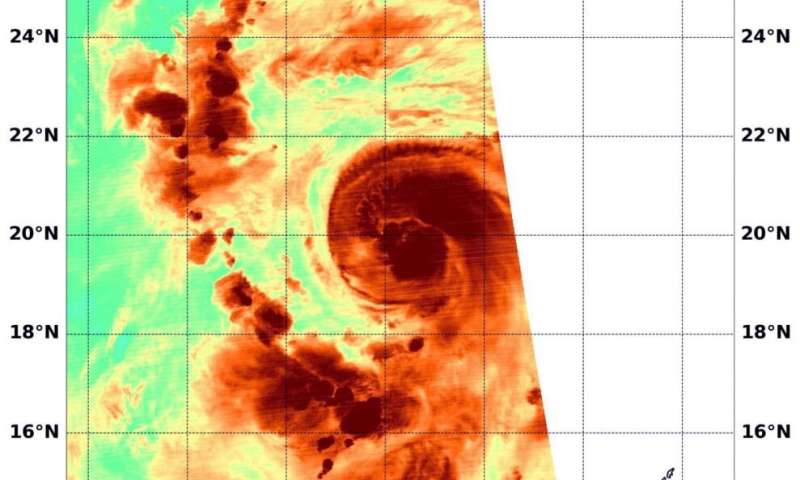 NASA analyzes typhoon Haishen's water vapor concentration