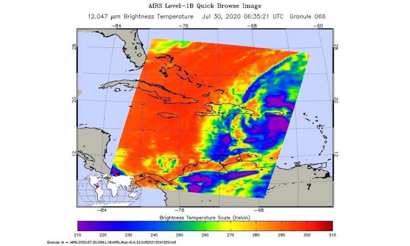 NASA-NOAA satellite tracks Isaias' development, movement, soaking potential