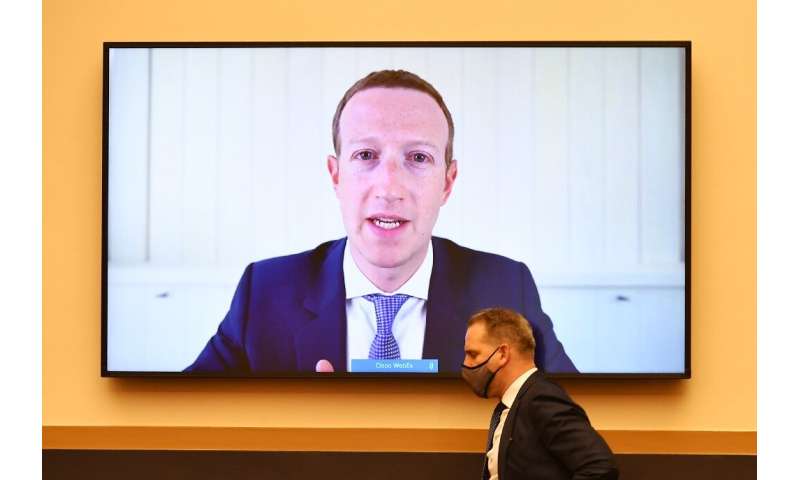 Facebook CEO Mark Zuckerberg discussed the social network's quarterly results a day after his testimony by video, seen here, bef