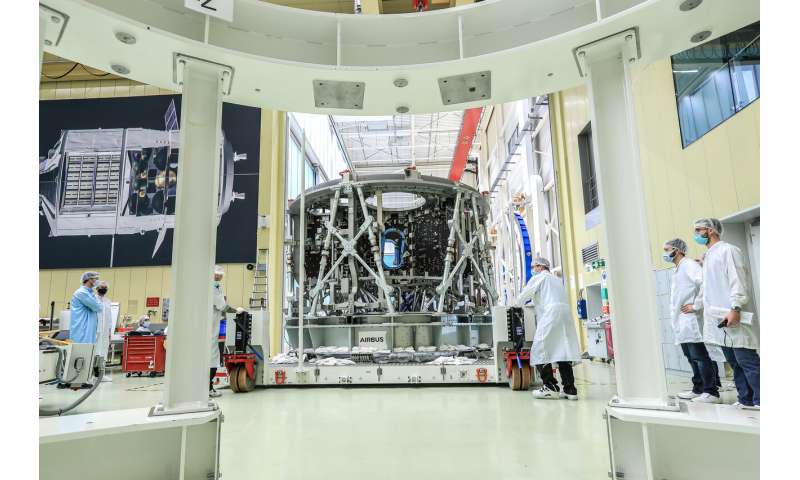 European service module structure for moon landing arrives in Bremen