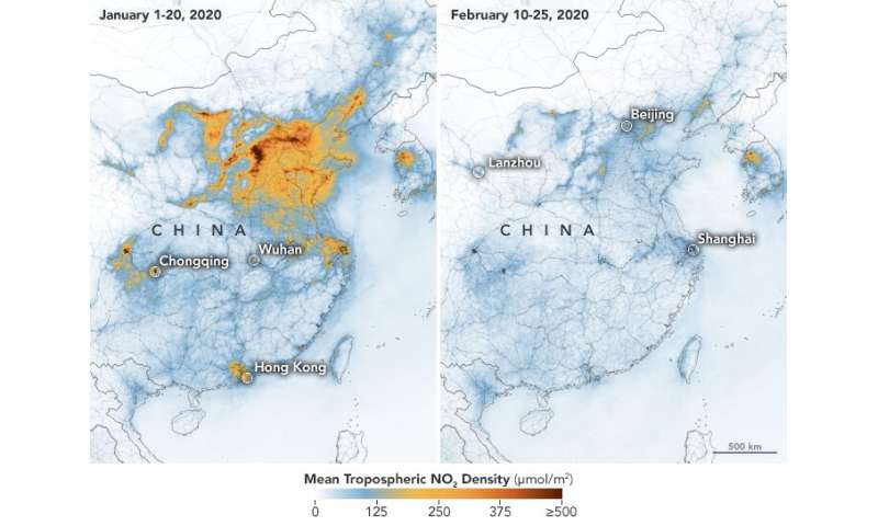 February lockdown in China caused a drop in some types of air pollution, but not others