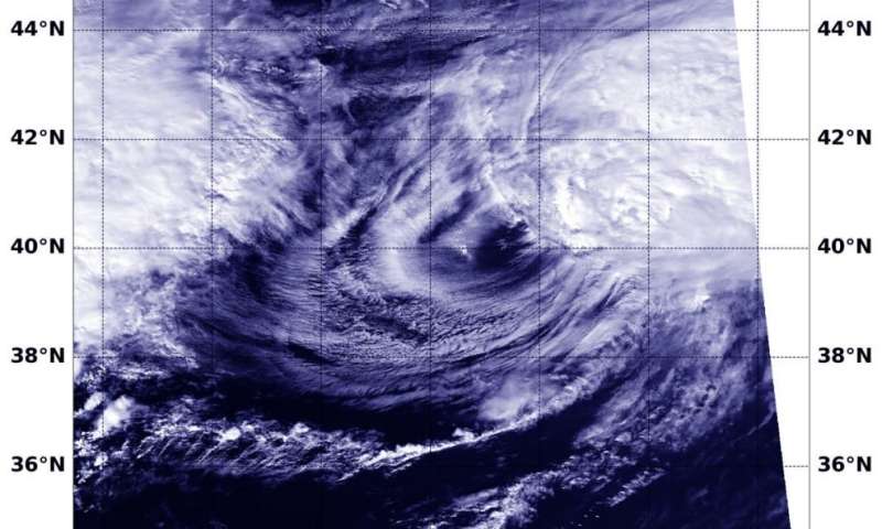 NASA imagery reveals Kujira transitioning into an extratropical cyclone
