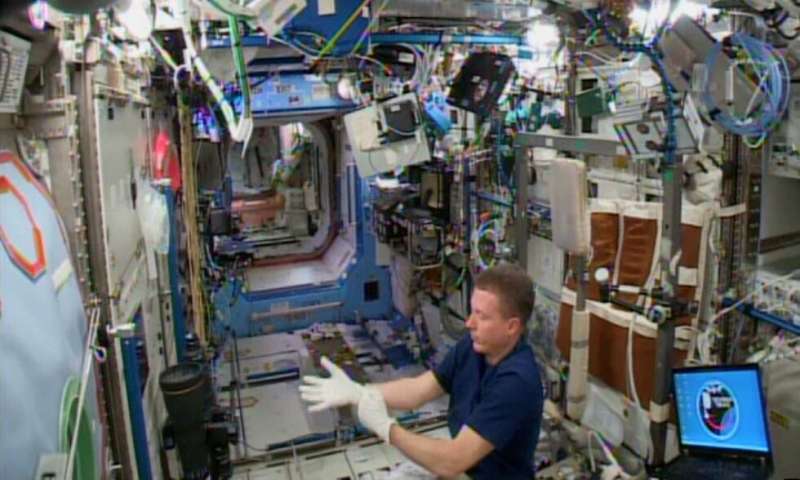 Researchers find that the microbial profile of the space station's surface resembles the skin of its crew members.