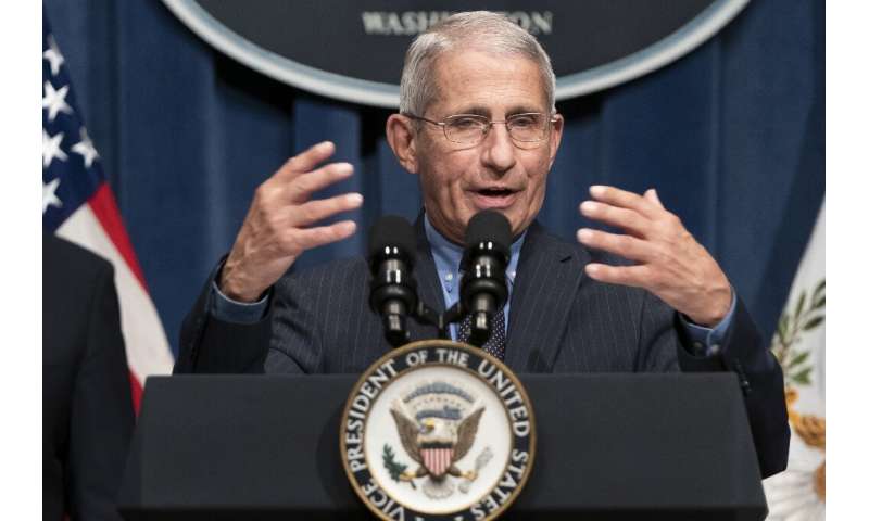 Anthony Fauci, director of the National Institute of Allergy and Infectious Diseases, tells a White House briefing that the Unit