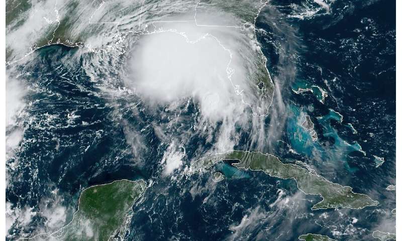 Hurricane Sally, seen off the Gulf of Mexico on September 14, 2020, at 1510 GMT
