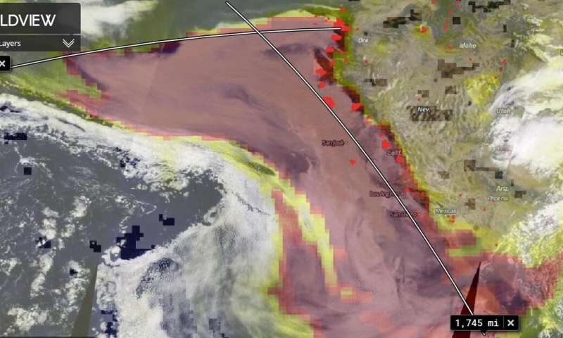 NASA's Terra highlights aerosols from western fires in danger zone