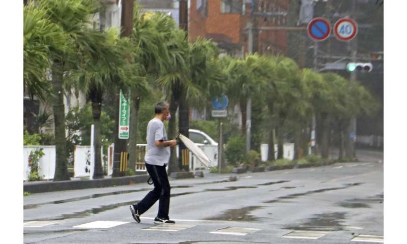 Typhoon unleashes rain, strong winds in southern Japan
