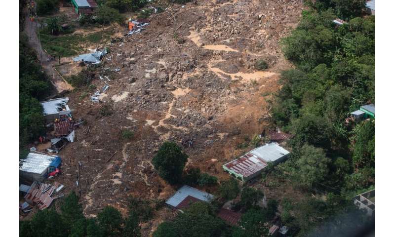 Aerial view of a mudslide caused by Eta and where it is estimated that dozens of people died in the village of Queja, in San Cri