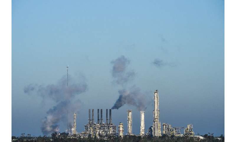 A petroleum refinery in Lake Charles, Louisiana on October 10, 2020