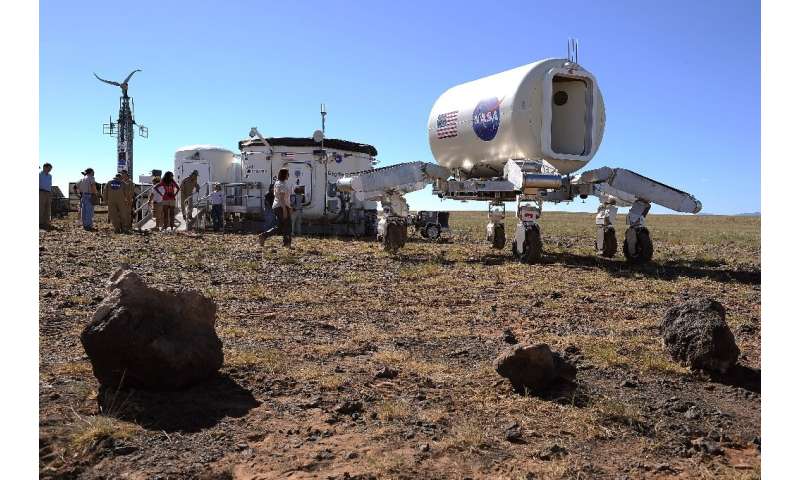 A protoype Mars vehicle and habitat in the northern Arizona desert in 2010