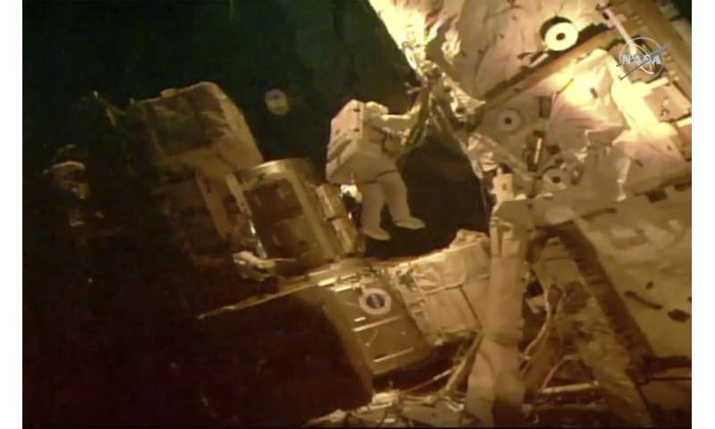 Astronauts squeeze in last spacewalk before SpaceX departure