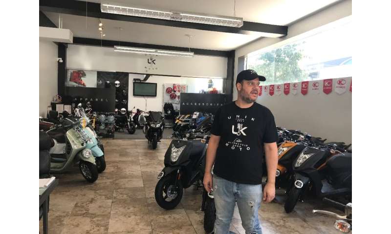 Chris Benson, general manager of the Unik Moto shop in Long Island City on June 30,2020