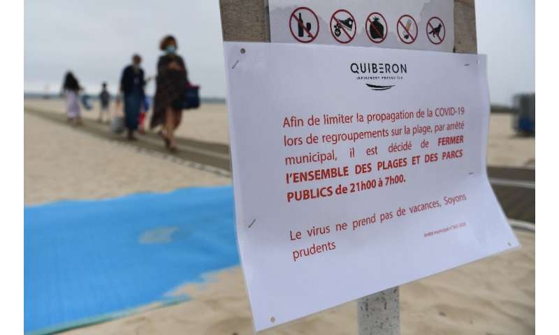 France ordered nighttime curfews for beaches in the Brittany resort of Quiberon on the Atlantic coast, after a fast-spreading co