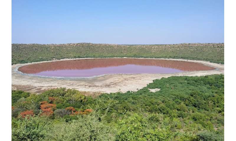 India's Lonar lake, which was formed 50,000 years ago after a meteorite hit Earth, has turned pink, apparently due to algae