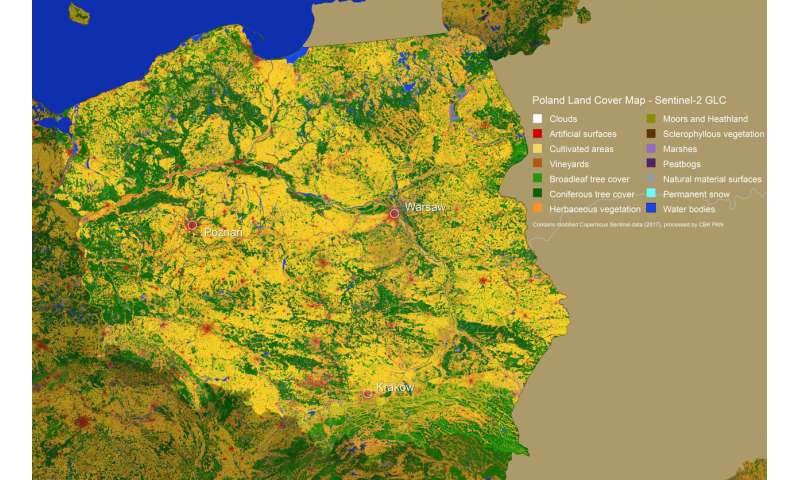 Land-cover maps of Europe from the Cloud