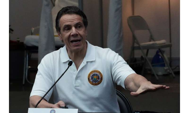 NY Governor Andrew Cuomo, in a March 27, 2020 file image, said 540 people had died in his state of 20 million inhabitants in the