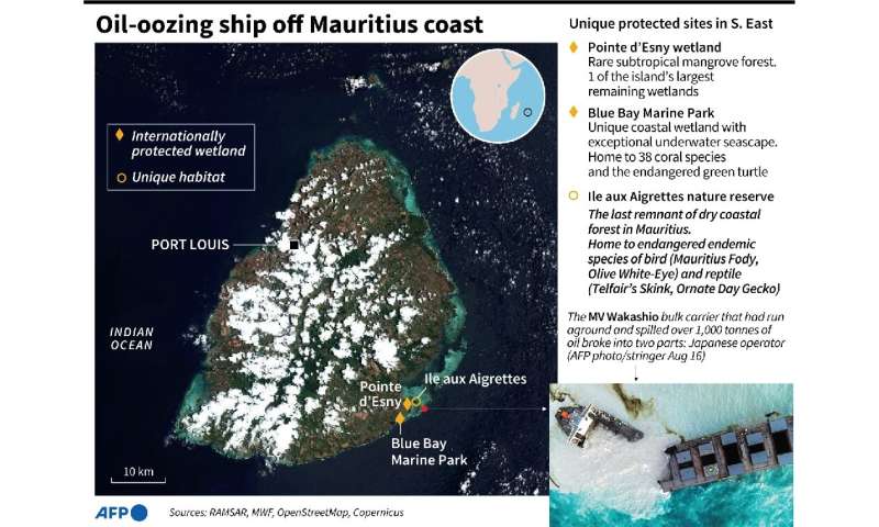 Oil-oozing ship off Mauritius coast