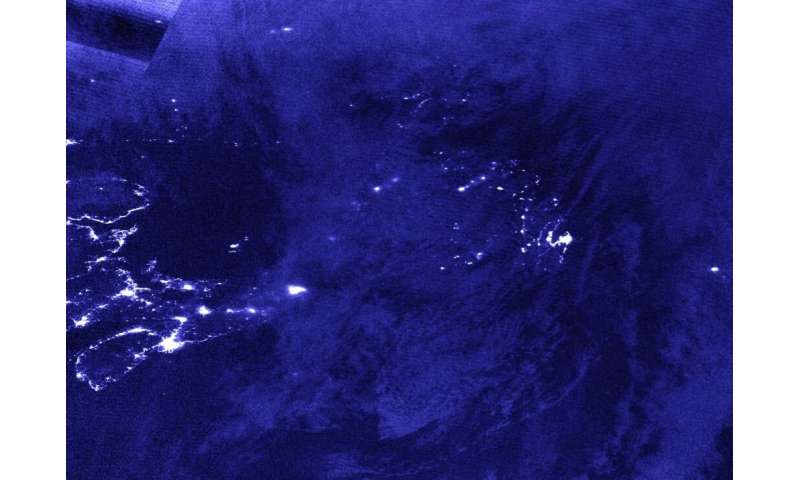 Post-Tropical Storm Teddy in NASA Newfoundland nighttime view