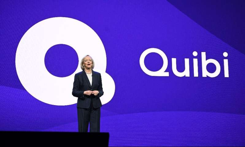 Quibi CEO Meg Whitman speaks about the short-form video streaming service in January 2020 at the Consumer Electronics Show in La