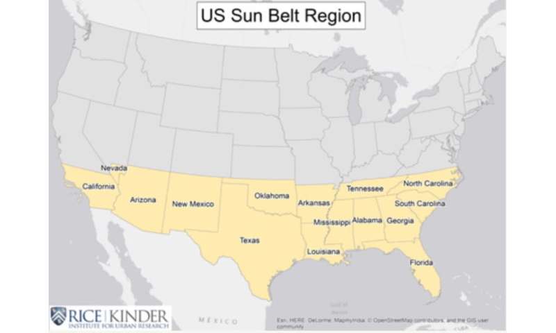 Sun Belt cities comprise nearly half of U.S. population growth