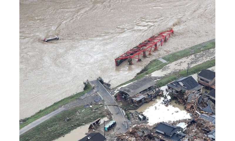 The floods washed away bridges