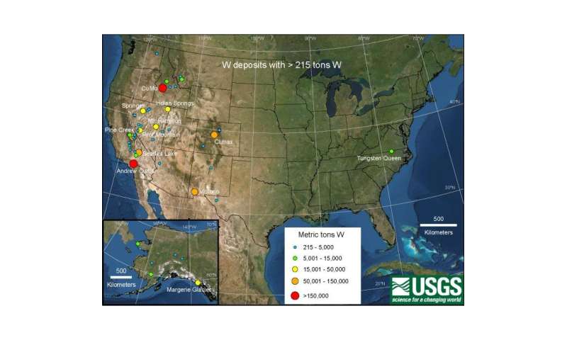 USGS updates mineral database with tungsten deposits in the United States