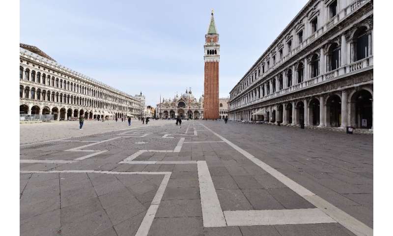A deserted St Mark's Square in Venice in March 2020. Italy was the first European country to announce a national lockdown