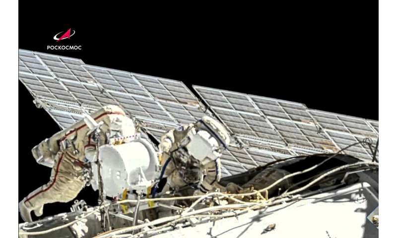 Russians end 7-hour spacewalk at International Space Station
