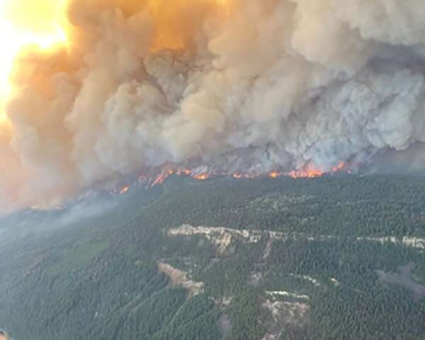 The Sparks Lake wildfire is seen in British Columbia on June 29, 2021